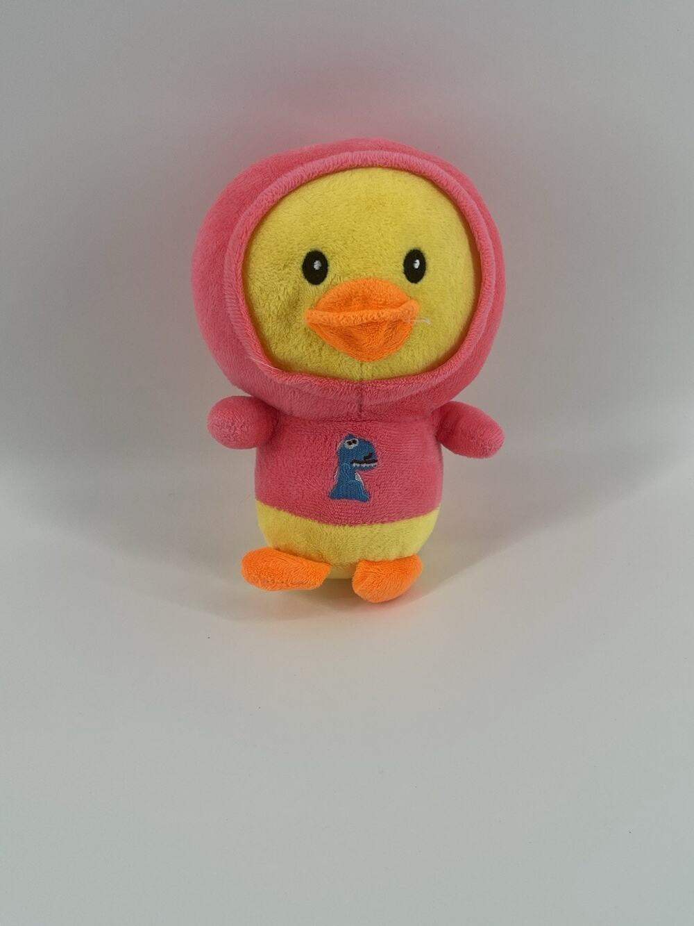 Yellow Duck Plush In Pink Hoodie